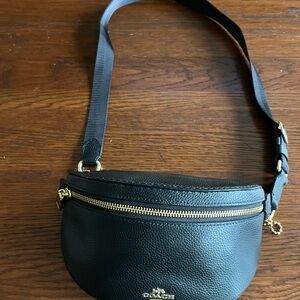 Coach black leather belt bag